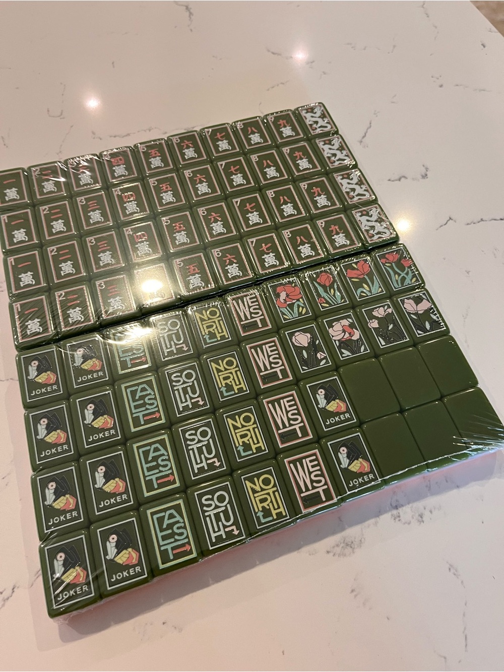 New! Mahjong Tiles Green Pink Botanical Butterfly Similar to Mary Benson - Picture 5 of 11
